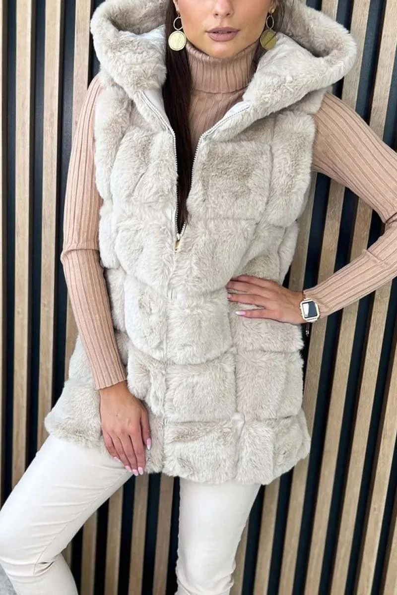 Women say fashion hood sleeveless coat